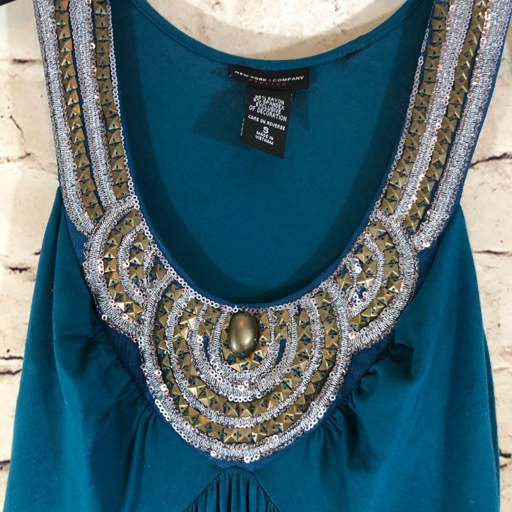 Teal maxi dress rhinestone detail size small - Picture 3 of 5